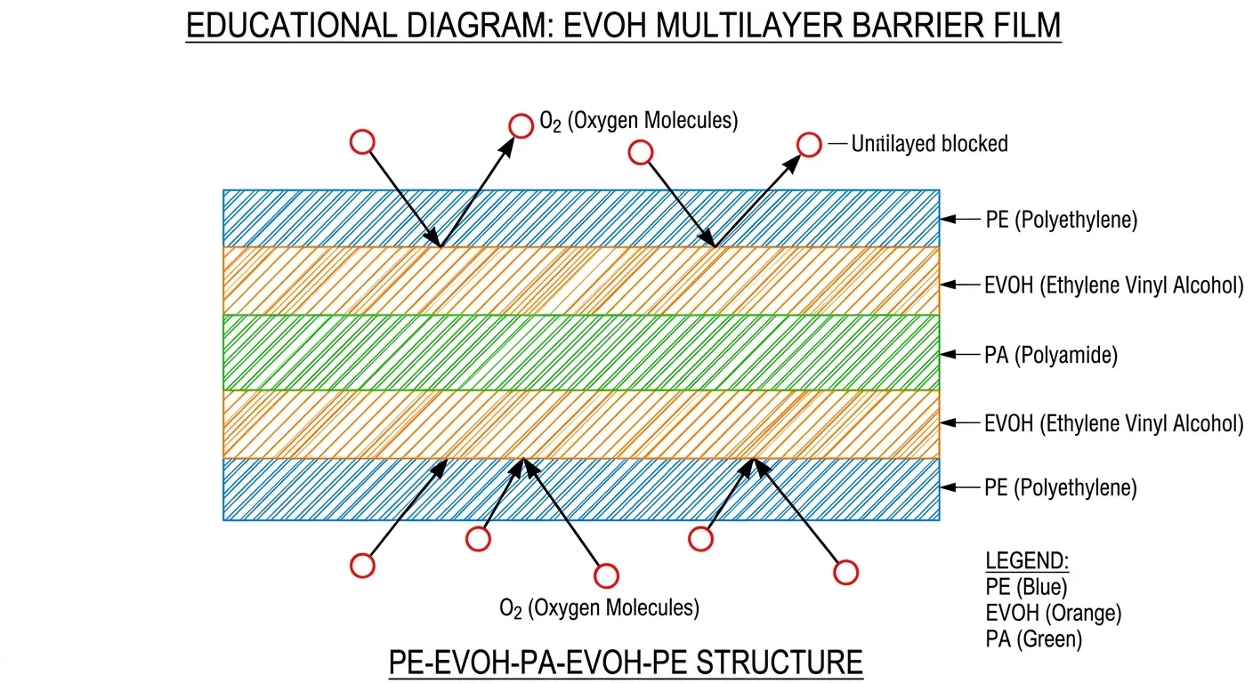Multilayer EVOH film structure